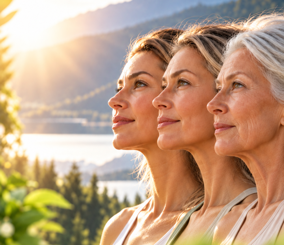 Drei Generationen im goldenen Morgenlicht