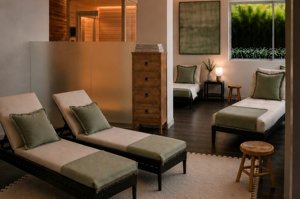 Visualisierung Loungebereich Indoor Wellnessbereich HP